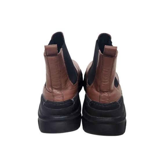 TIBI Boots Womens 9.5-10 Brown Black Diego Chelsea Leather Bootie Shoes Chunky - Picture 7 of 10